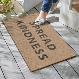 Lzuso Welcome Mat Outdoor Front Doormat Spread Kindness Indoor Doormat with Non Slip Rubber Backing Quickly Trap Dirt Easy to Clean Indoor Balcony Patio Front Door Entrance Mats Brown