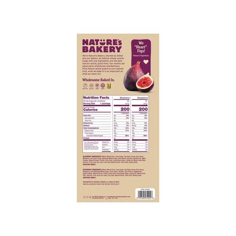Nature's Bakery Fig Bar, Variety Pack, 2 oz, 40-count