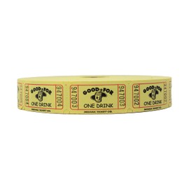 INDIANA TICKET CO. Yellow Drink Roll Tickets, 2000 per Single Roll, 1x2 Tickets Admission, Events, Fundraisers & Prizes