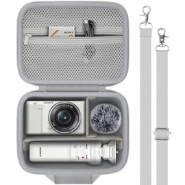 Baval for Sony ZV-E10/ZV-E1/ZV-E10 II Vlog Digital Camera Hard Carrying Case,Compatible with Tripod(GP-VPT2BT),Microphone,Camera Len and Accrssory(White Case)