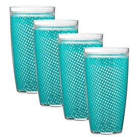 Kraftware The Fishnet Collection Doublewall Drinkware, Set of 4, 4 Count (Pack of 1), Teal