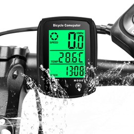 Bike Computer Universal 19 Functions IP54 Waterproof Bicycle Speedometer Odometer Wired Cycling Computer Touch Screen with LCD Backlight Display Auto Start/Stop for MTB Road Cycling Sport Accessories