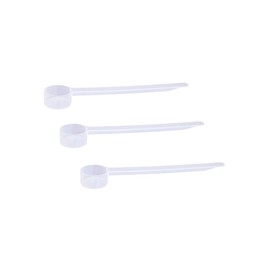 Plastic Measuring Scoop, (5 cc | 1 teaspoon | 5 mL) Long Handle Spoons for Powders, Granules, Coffee, Pet Food, Baking Supplies, Protein and Other Dry Goods, BPA Free (Set of 3)