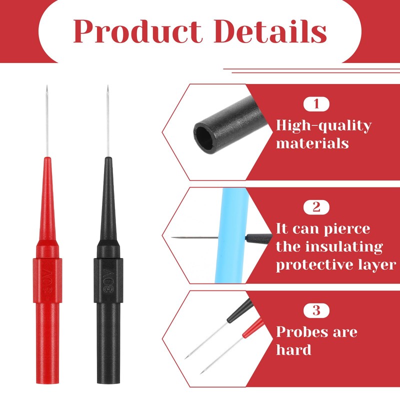 4Pcs 0.7mm Test Probe Pins, Multimeter Probes Non-Destructive Insulation Wire