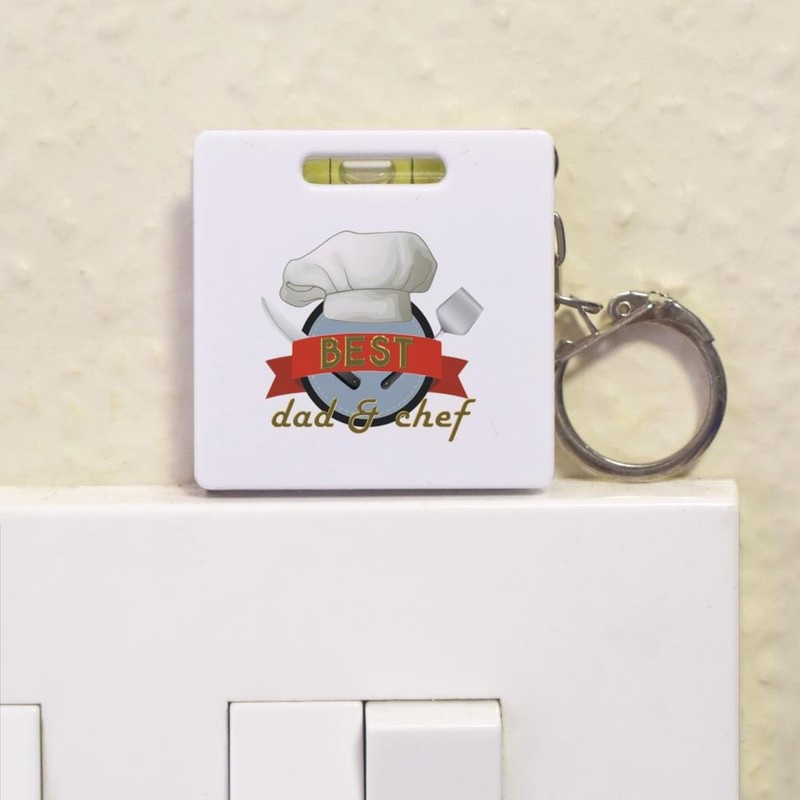 Azeeda 'Best Dad & Chef' Keyring Tape Measure/Spirit Level Tool