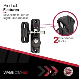 Safetech Hardware ViperX1 Gravity Gate Latch | One-Sided Key Latch | 2 Independent Latching Hooks Single Key Lockable | Heavy Duty Gravity Latch for Vinyl, Wood, & Aluminum Gates - White