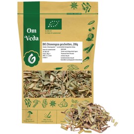 Organic Lemongrass | Lemongrass Leaves Dried and Cut | Perfect for Making Tea | Lemon Grass Tea | OmVeda (200g)