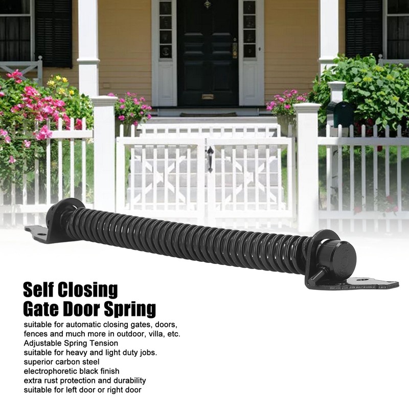 Self Closing Gate Door Spring Carbon Steel Electrophoresis Black Finish