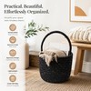 Prudance Small Woven Cotton Basket with Sparkly Gold Sequins, 6"x5",Black
