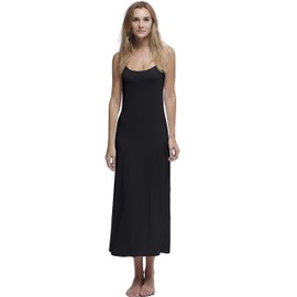 Women's Full Slip Strappy Sexy Dress Long Full Cami Slip Dress Sleeveless Nightgowns, black