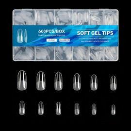 TRIXES Extra-Long Acrylic Nail Extensions - Oval, 10 Sizes - 600PCS