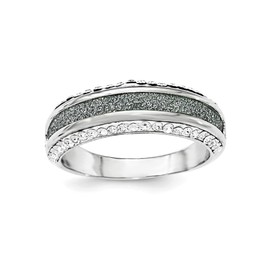 Sonia Jewels Real 925 Sterling Silver Crystal Blue Laser Glitter Texture Ring Band Size 6