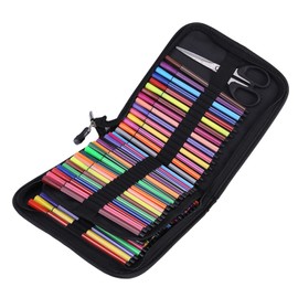 72 or 120 Slots Large Capacity Pencil Case Pencil Pouch Storage Bag Individual Holder Pencil Holder Pen Organizer Bag with Zipper (72 Folding Bags (Black))