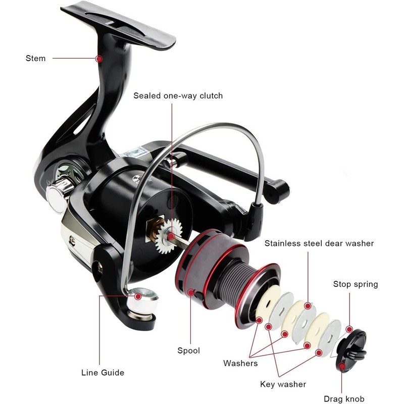 Spinning Fishing Reels with Left/Right Interchangeable Collapsible Wood Handle Powerful