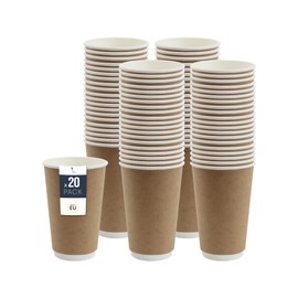 BenBow 20 x 400 ml Disposable Paper Thermal Cups for Hot Drinks such as Coffee, Tea and Mulled Wine