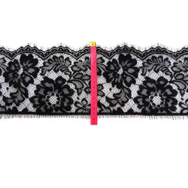 xingmo 3 Meters Lace Edge Trim Ribbon Floral Lace Ribbon Embroidered Applique Tulle Lace Edging Trimming Fabric for Sewing, Clothing Wide 14cm (Black)