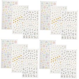 Healvian 12pcs Nail Art Stickers Stylish Flower Nail Decals for Manicure for Home Use for Weddings Special Occasions Thicker Design