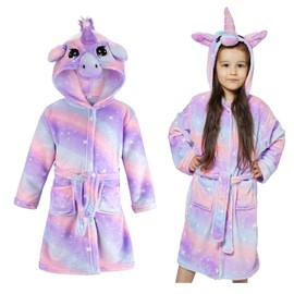 KAKU NANU Girls Dressing Gown Fleece Fluffy Hooded Dressing Gown Girls' Sleepwear & Robes 8 9 Years Bath Robes For Kids