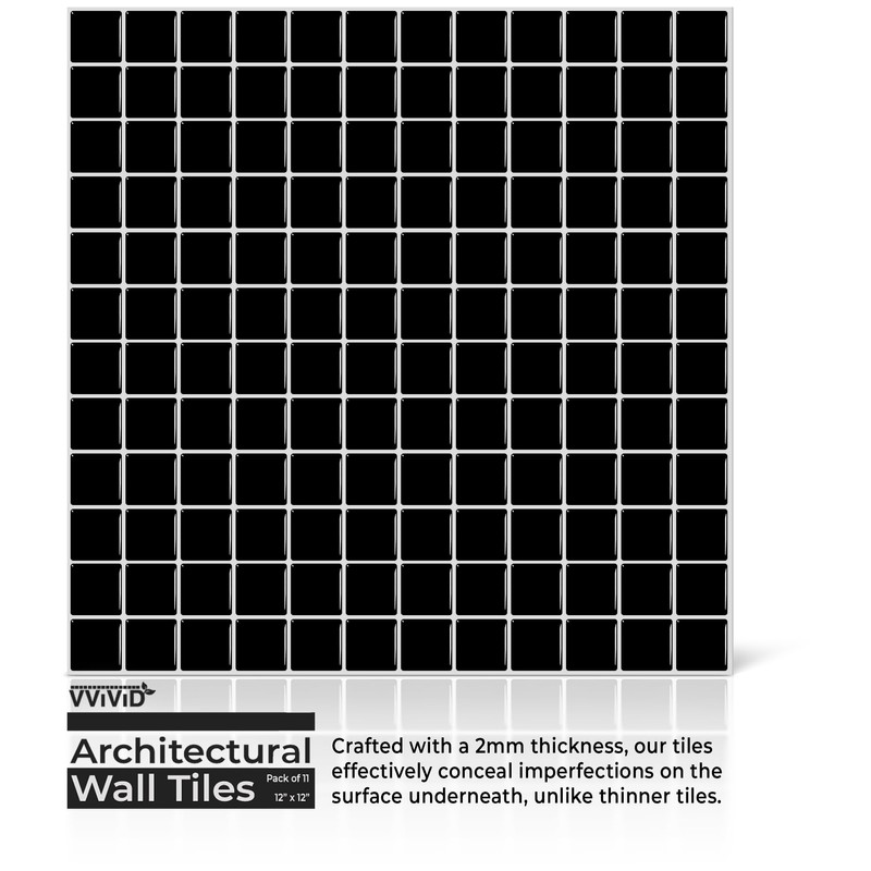 VViViD 11 Sheets Peel and Stick Faux Ceramic Black Gloss