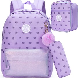 ZBAOGTW Backpack for School Girls Backpack for Girls Travel Backpack Purple Laptop Backpack School Bags for Girls Backpacks Ages 8-10 with Lunch Box Pencil Case Sets for Elementary High School Girls