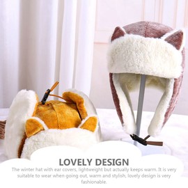 BESPORTBLE Aviator Hat Winter Children's Trapper Hat with Ear Flaps Lined Winter Hat Warm Windproof Winter Hat Cat Ears Cute Hat Pilot Hat Russian Hat for Girls Ski Outdoor, As Shown