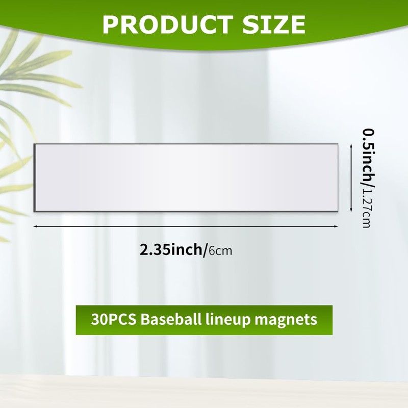 ELEGICKLIP 30 Pcs Magnetic Strips for Baseball Lineup Board Dugout