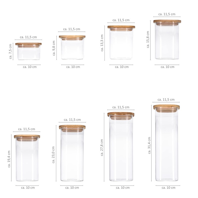 TALK-POINT Glass Storage Jars with Bamboo Lid, Storage Jars, Glass