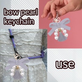 Bow Pearl Bag Charm for Tote Bag Wallet Keychain for Backpack Purse Tassel Keychain for Shoulder Bag Handbags Tassels Charms for Bags Tote Bag Bow Tassel Keychains for Crossbody Bag