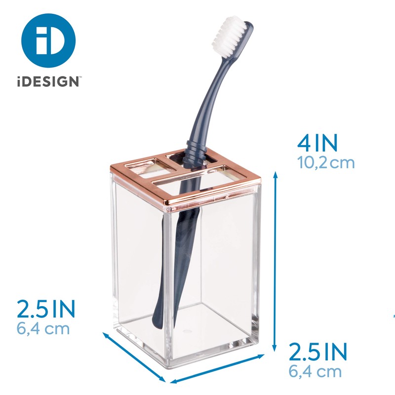 InterDesign 歯ブラシスタンド ホルダー 洗面所 Clarityクリア ローズゴールド 41288EJ