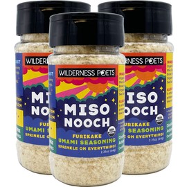 Wilderness Poets, Miso Nooch - 100% Dried Organic Chickpea Miso Umami Seasoning - Sprinkle on Everything. Organic, Vegan, Soy Free, Probiotic Rich - 2.25 Ounce (Pack of 3)