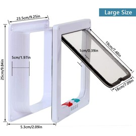 Dog Cat Flap Door with 4 Way Security Lock Flap Door for Dog Cats Kitten ABS Plastic Small Pet Gate Door Kit Cat Dogs Flap Doors (White)