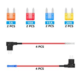 ALLECIN Mini Fuse Tap Piggy Back Fuse Holders 12V Adapter Add a Circuit with MINI Blade Fuses 5A 10A 15A 20A for Cars (Pack of 8 Pieces)