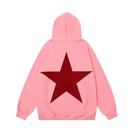 Aelfric Eden Pink Star Graphic Hoodies for Men Y2k Hoodies Oversized Sweatshirt Hip Hop Streetwear Pullover Tops