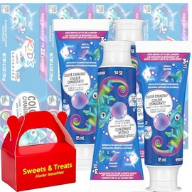 Kids Toothpaste Crests | Cavity Protection Color Changing Fun Flavor - Fluoride Anticavity Dental Defense - Ada-Accepted | Start Blue to Pink Clean (4