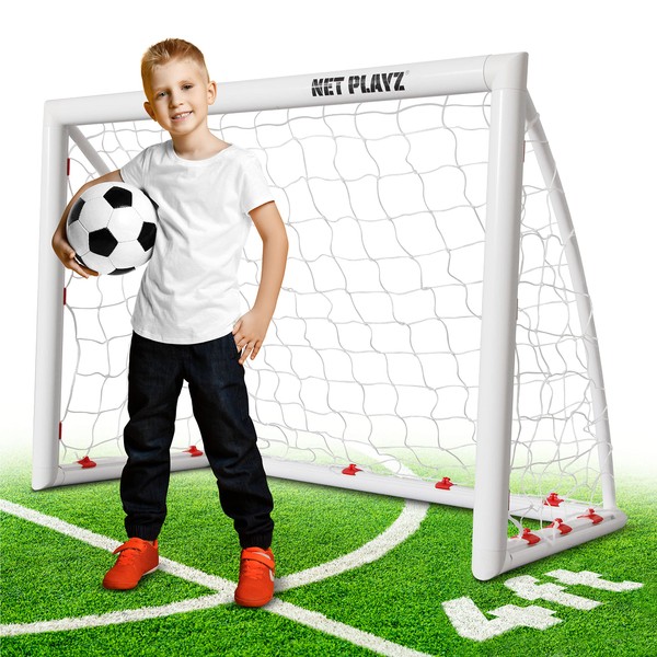 Kids Soccer Goals for Backyard, Kids Soccer Net 4'x3' High-Strength Fast Set-Up Football Soccer Gifts for Age 3 4 5 6 7 8 9 10 11 12 13 14 Year Old Child Teens & Youth (Weatherproof)