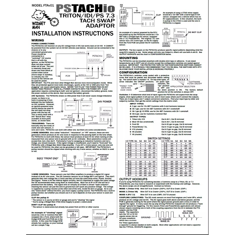 Widget Man PSTACHio CUMMINS SWAP TACH ADAPTER, 6.8/5.x TRITON, 7.3
