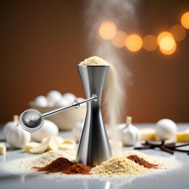 304 Silberner Edelstahl-Mehlpulver-Filterlöffel, Streuer, Staubsieb, Backstab, für Zucker, Mehl, Gewürze, Mehl, Zucker, Pulver, Löffel, Küchenutensilien, Backutensilien
