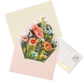 MOTIBACK Flower Greeting Card with Envelope, Decoration Accessories Cards Assortment Birthday Thank You Congratulations Card (Flowers Blooming)