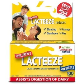 2 Pack: Lacteeze Childrens 200 chewable tablets Strawberry