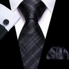 Barry.Wang Plaid Ties Check Mens Necktie Set with Handkerchief Cufflinks