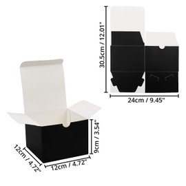 Belle Vous 20 Pack Black Kraft Gift Boxes - Box Measures 12 x 12 x 9cm (4.72 x 4.72 x 3.54 inches) - Easy Assemble Presentation Favour Present Box - Parties, Birthdays, Weddings, Holidays
