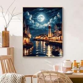 PRASIO Paint by Numbers Kit for Adults Beginner, Landscape Adult Paint by Number Kits on Canvas, DIY Acrylic Watercolor Oil Paint by Number for Adults for Home Decor Gift 16x20 Inch