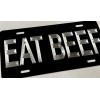 BLVD Silver Engraved Eat Beef Black Car Tag Diamond Etched