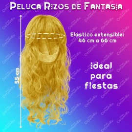 Peluca de Fantasía Rizos de Tamaño Largo para Eventos Bodas y Fiestas Pelo/Cabello Artificial Chino Estilo Hondulado de Color Amarillo Tipo Fantasía G
