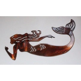 Unbranded Swimming Mermaid - Metal Wall Art - Copper 30" wide