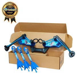 Zing HyperStrike FireTek Bow Archer Pack, Light Up Bow and Light Up Zonic Whistle Arrows, Shoots Arrows Over 200ft, Outdoor Play with Friends and Family, for Ages 14+ (Blue)