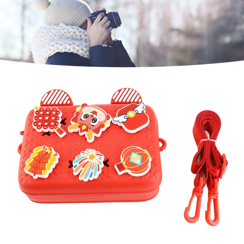 Kids Single Shoulder Camera Bag DIY Cartoon Decors Shock Absorbing