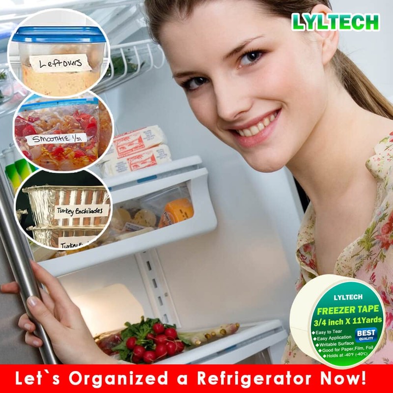 Freezer Tape 3 Rolls,Crepe Paper,Removable Labels,Writable Surface,Easy to Tear, Working