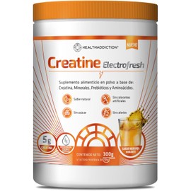 Healthaddiction Electrofresh Creatine Monohydrate Powder with Electrolytes, BCAAs & Prebiotics, Sugar-Free Energy Supplement, Orange Flavor – 30 Servings (300g)