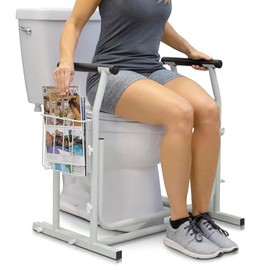 Vive Toilet Safety Rail with Arms - 300LBS Support Frame with Handles for Seniors, Elderly, Handicap & Disabled - Grab Bar Handrail - Bathroom Riser Assistance Aid - Stand Alone Lifter to Help Stand
